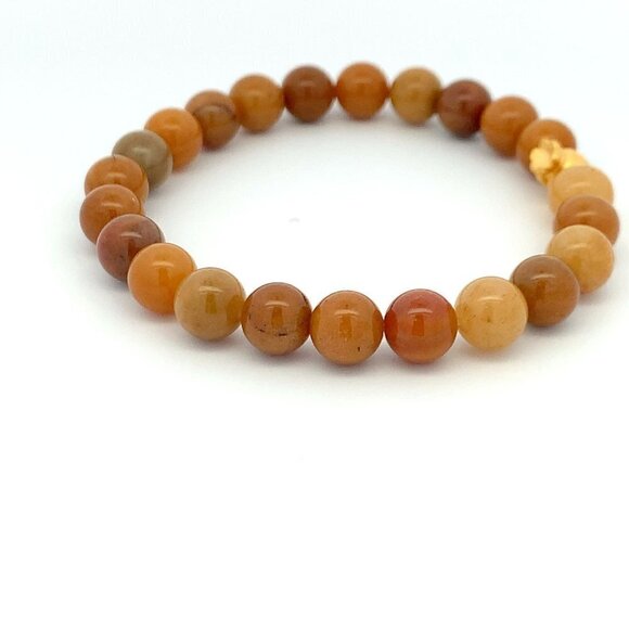 24K Gold Money Bag Lucky Charm Bracelet Gemstones Natural Golden Jade - Picture 4 of 8